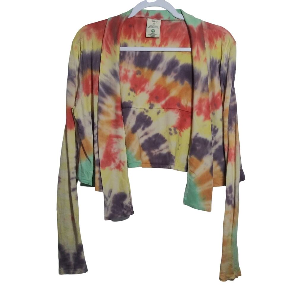 Yes And Agnes Tie Dye Open Front Cardigan Boho Coastal Natural Size XS